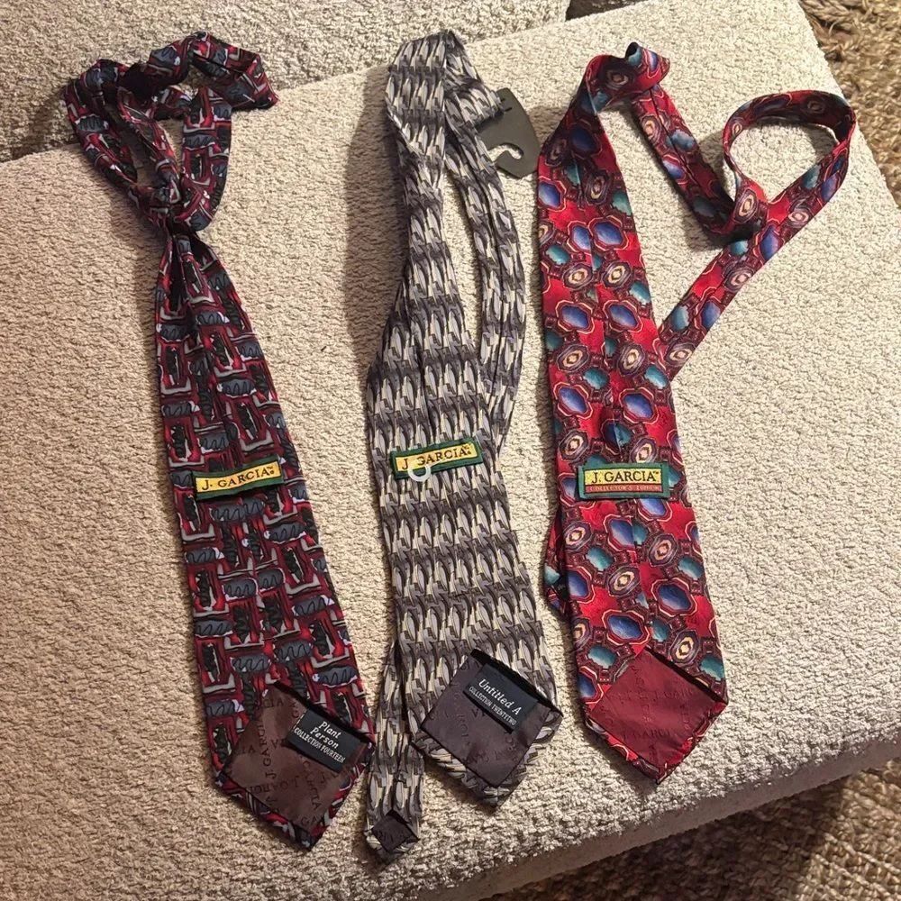 J. Garcia Vibrant Tie Collection in Red, Black, and Gray